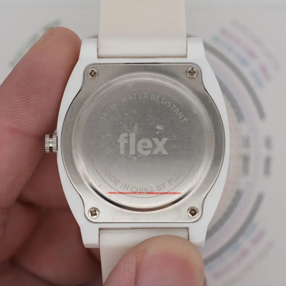 Flex White Silicone Watch 39mm Minimalist Quartz New Battery Cleaned